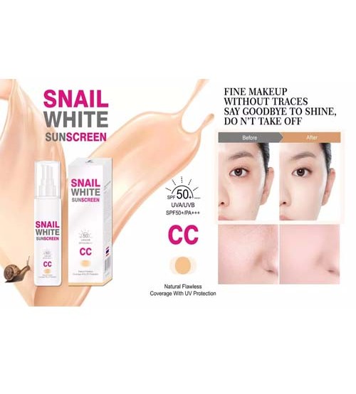 Snail White Sunscreen CC Natural Flawless Coverage UV Protection SPF50